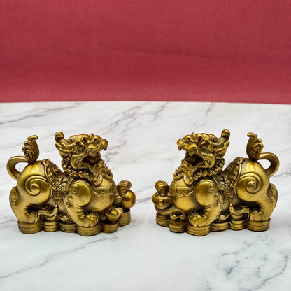 Brass Metal Protectors Pi Yao Pair 11cm Default Title - Feng Shui Charms - Royal Dragon Decor Philippines