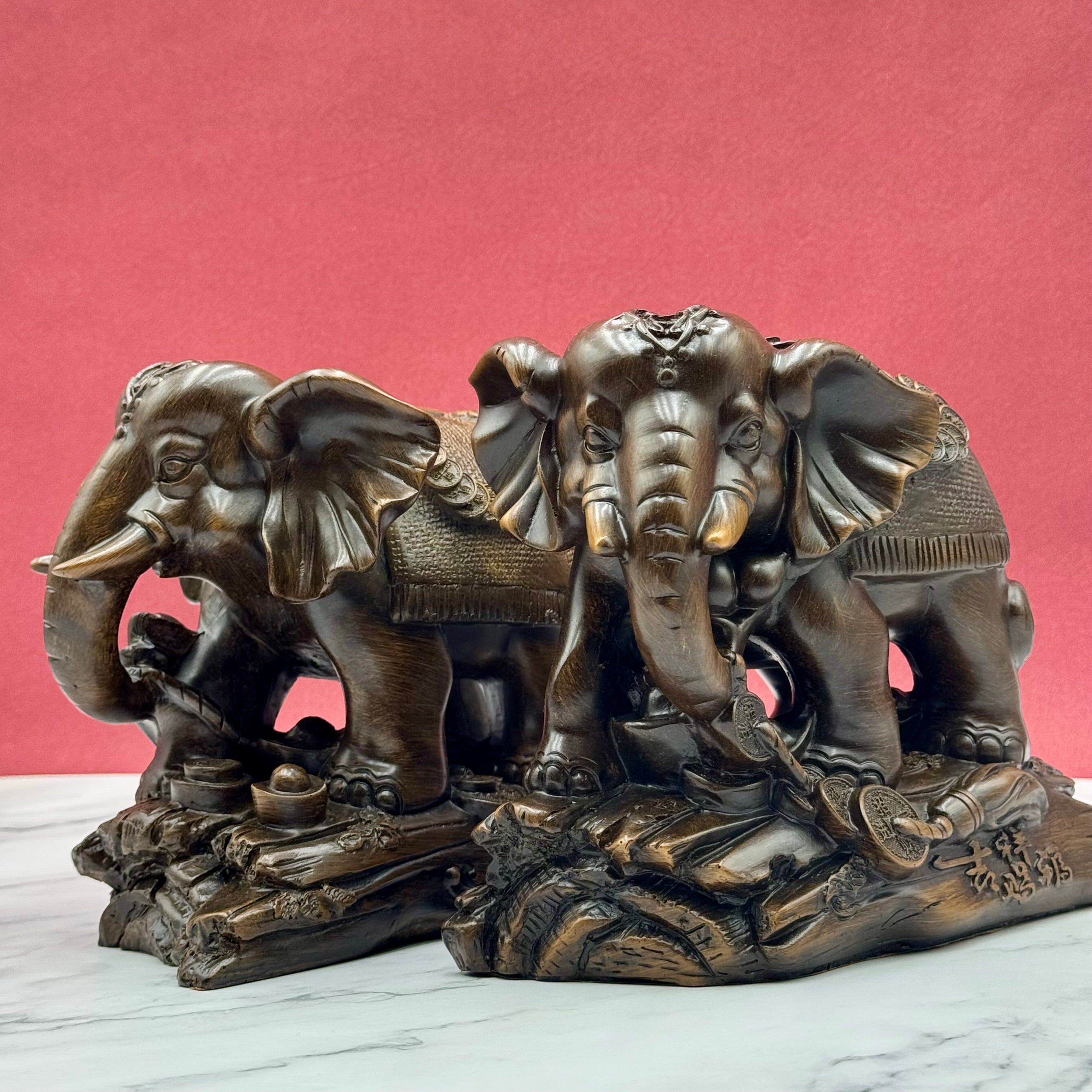 Elephant Pair for Strength and Wisdom 22cm Default Title - Feng Shui Charms - Royal Dragon Decor Philippines