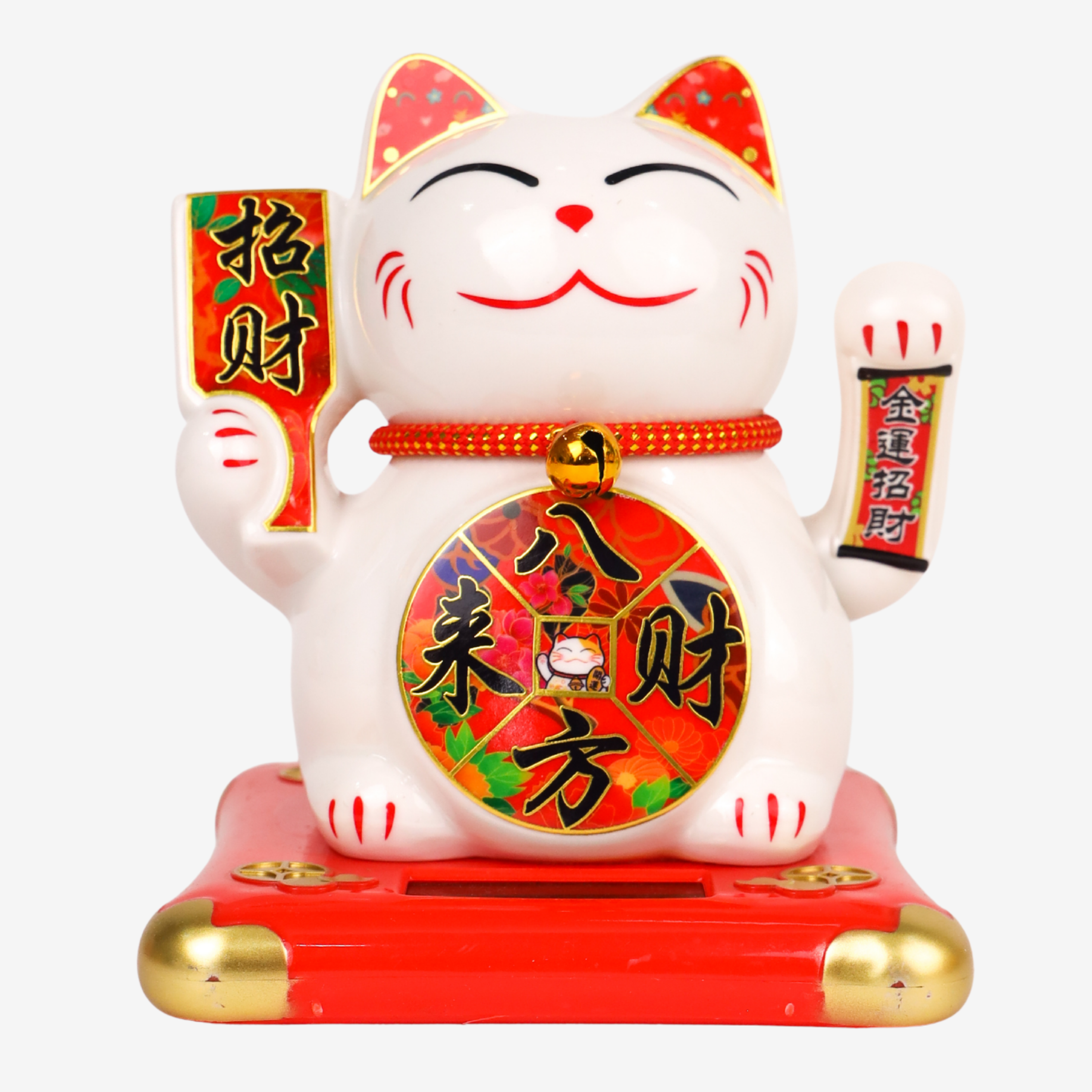 Solar-Powered Fortune Magnet Lucky Cat 14cm