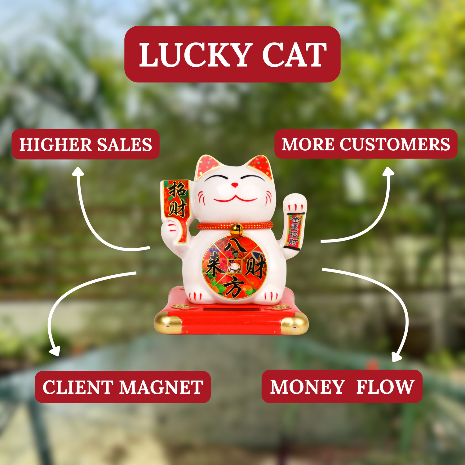 Solar-Powered Fortune Magnet Lucky Cat 14cm
