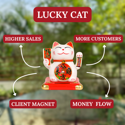 Solar-Powered Fortune Magnet Lucky Cat 14cm