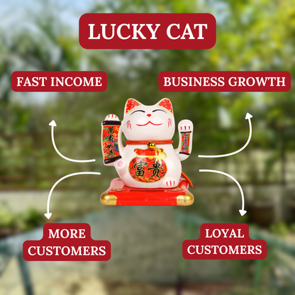 Solar-Powered Fortune Magnet Lucky Cat 14cm