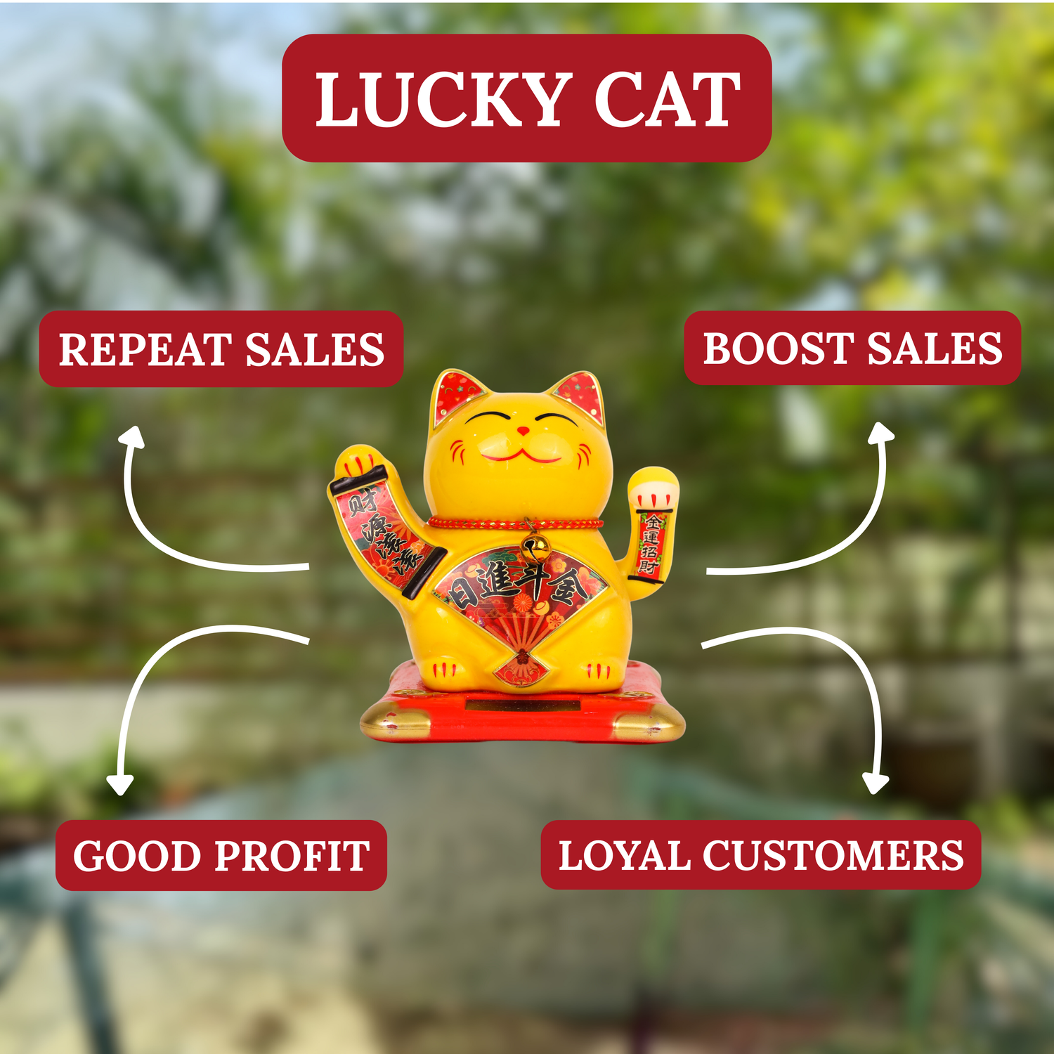 Golden Income Solar-Powered Lucky Cat 11cm