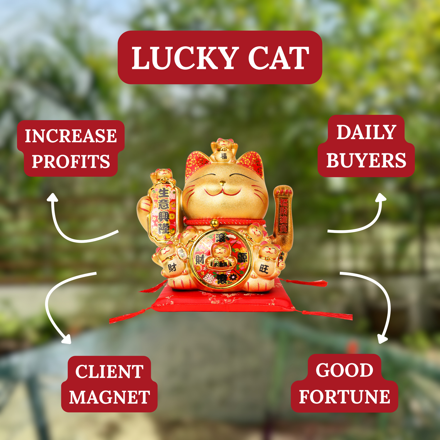 Great &amp; Golden Lucky Cat for Business Success 30cm