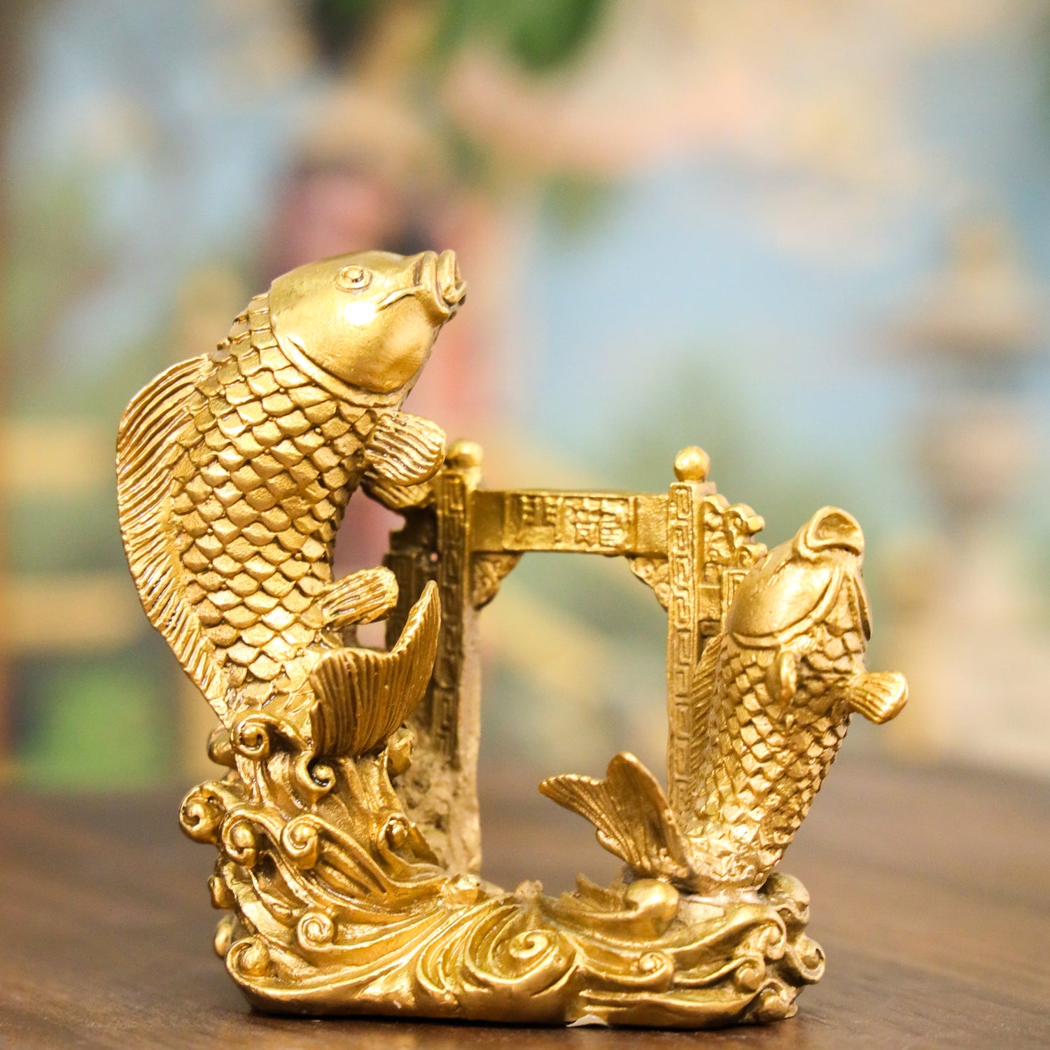 Double Fortune Brass Arowana Pair 12cm