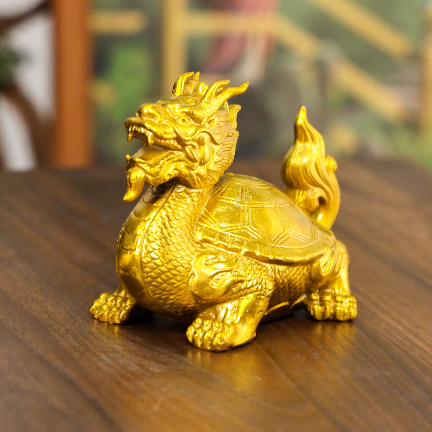Strength and Achievement Brass Dragon Turtle 13cm