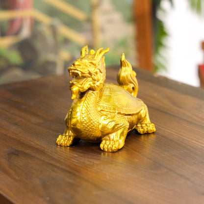Strength and Achievement Brass Dragon Turtle 13cm