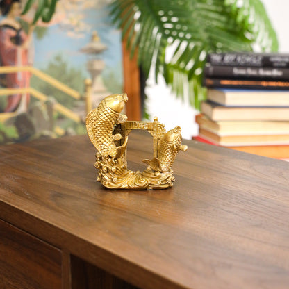 Double Fortune Brass Arowana Pair 12cm