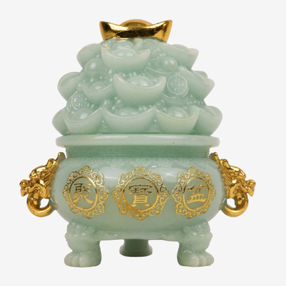 Elegant Jade Wealth Bowl of Abundance 17cm