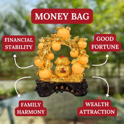 Prosper in Peace Money Bag and Apples 40cm