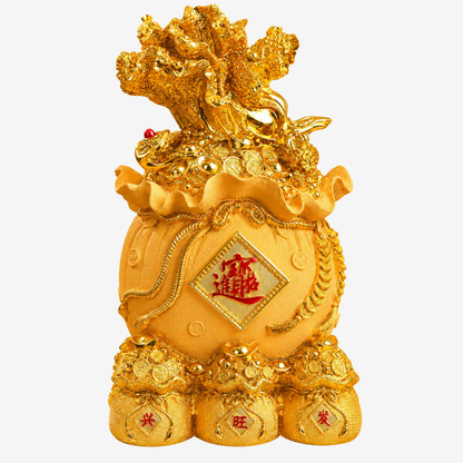 Full-to-the-Brim Golden Money Bag 33cm