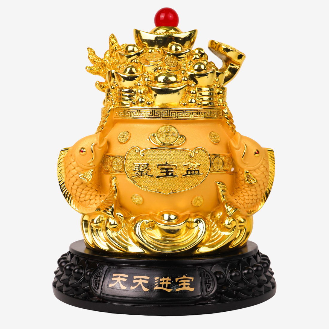 Golden Wealth Pot with Arowanas of Abundance 26cm