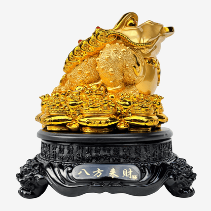 Rotating Money Frog on Gold Coins 25cm - Feng Shui Chinese Lucky Items - Royal Dragon Decor