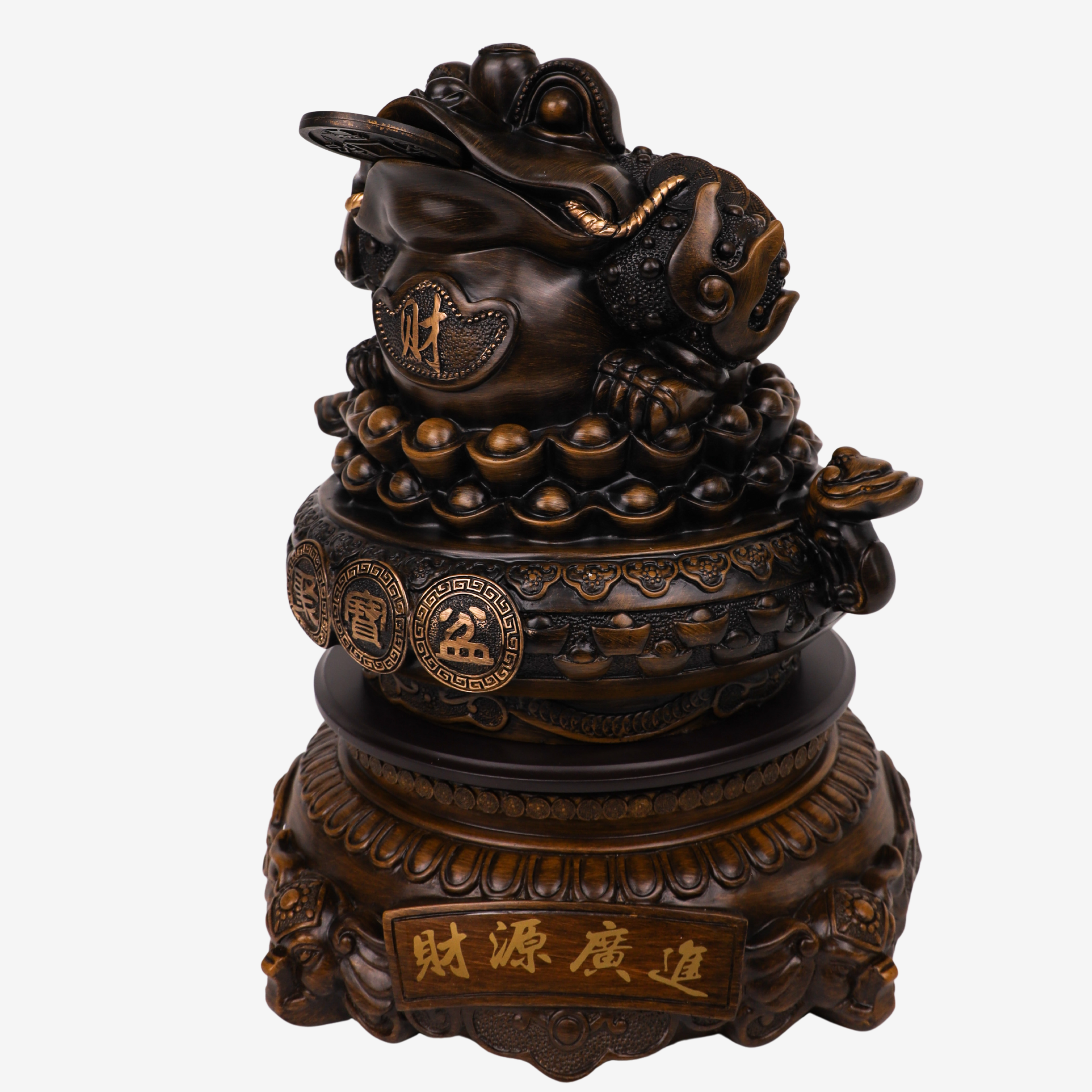 Dynamic Fortune Big Wood Money Frog 45cm