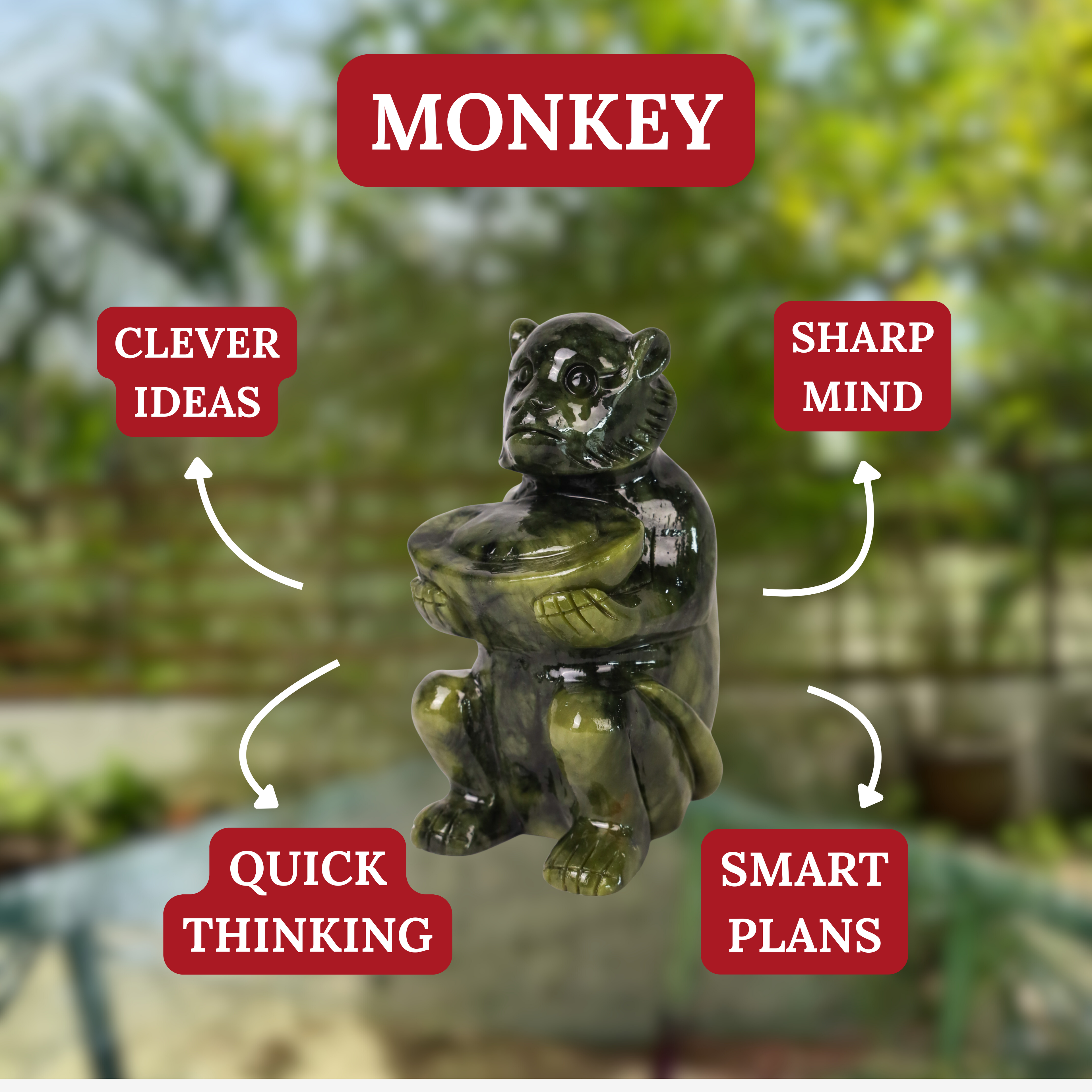 Jade Zodiac Monkey for Clever Ideas 14cm