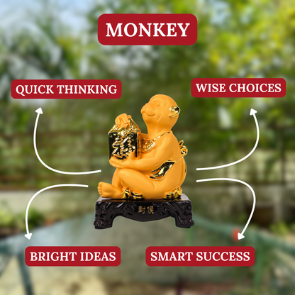 Golden Zodiac Monkey of Creative Success 18cm