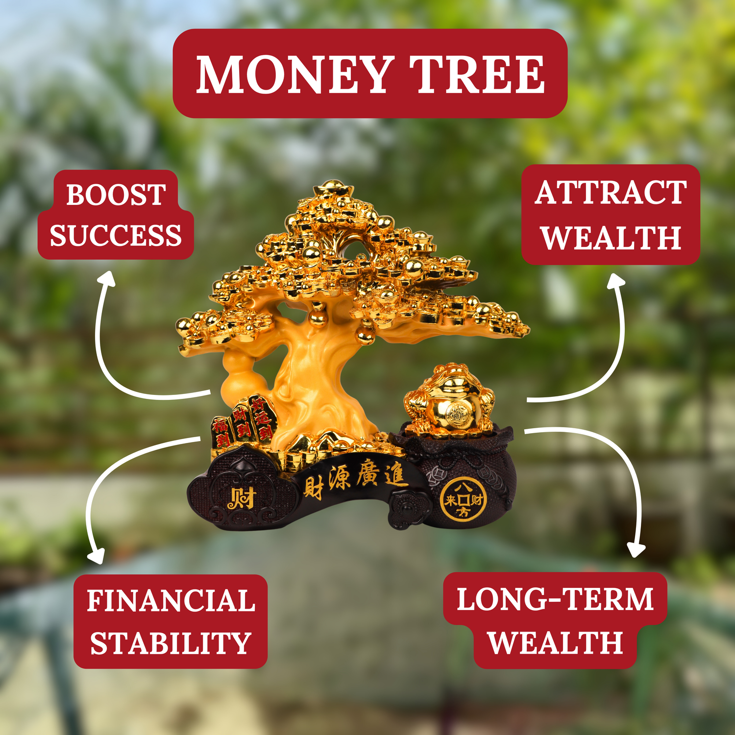 Money-Multiplying Golden Tree with Frog 37cm
