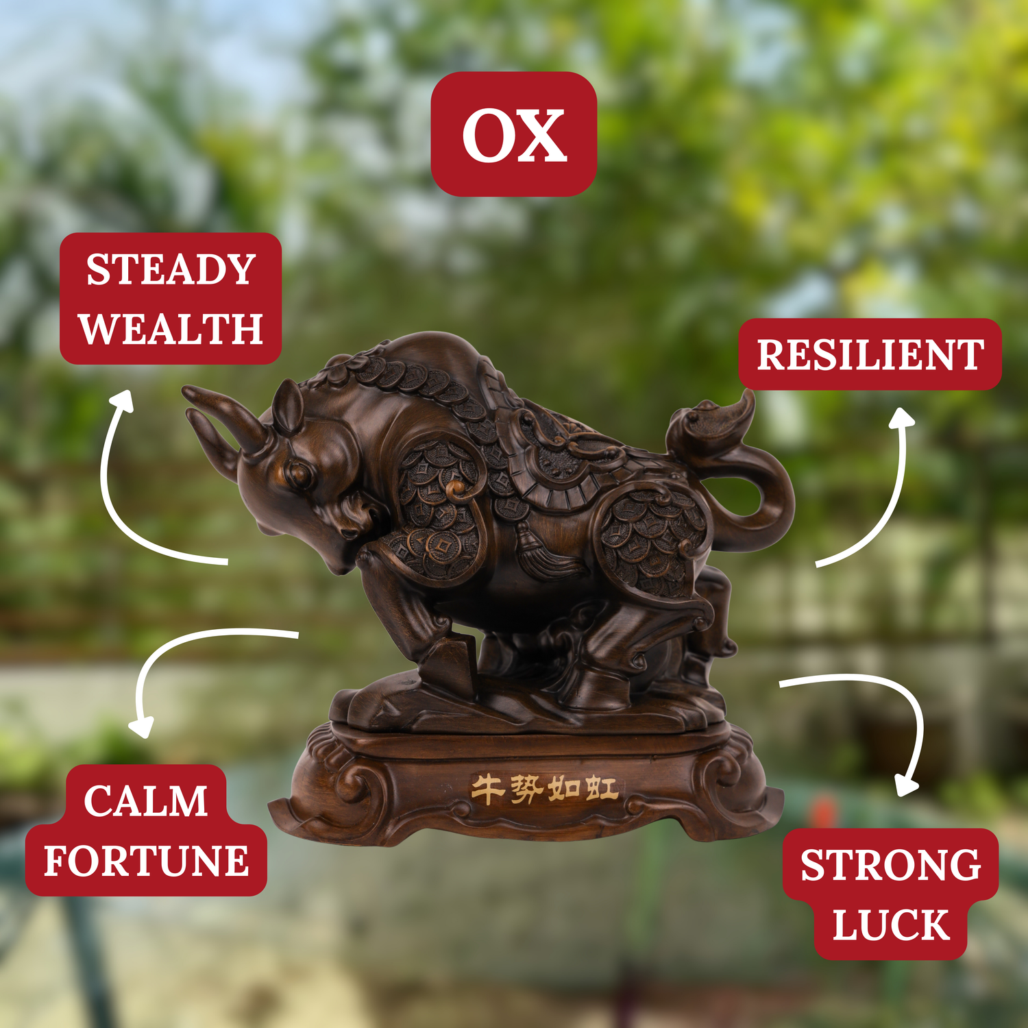 Wood Ox of Hard Work and Reward 27cm