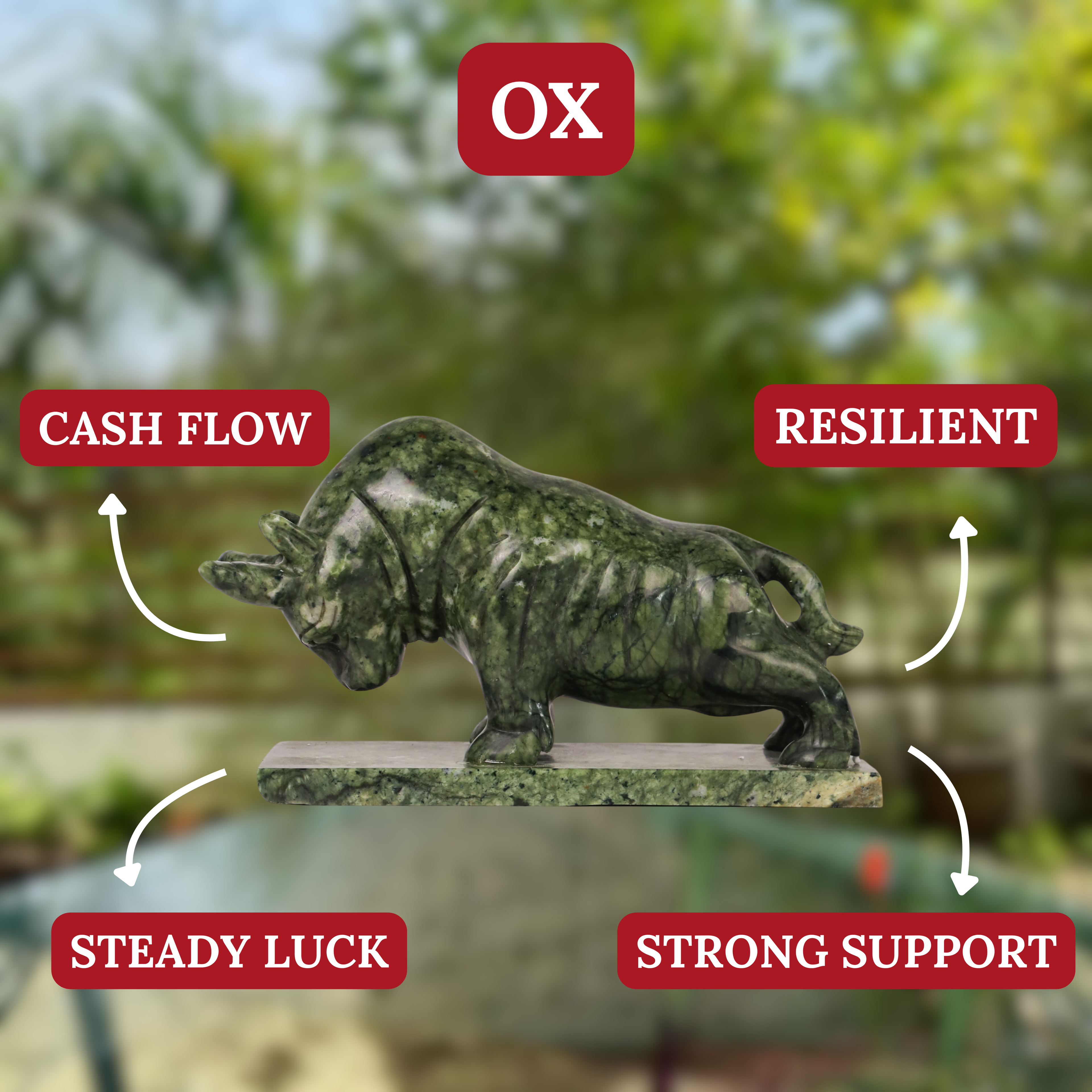 Mighty Jade Ox for Reliable Luck 30cm