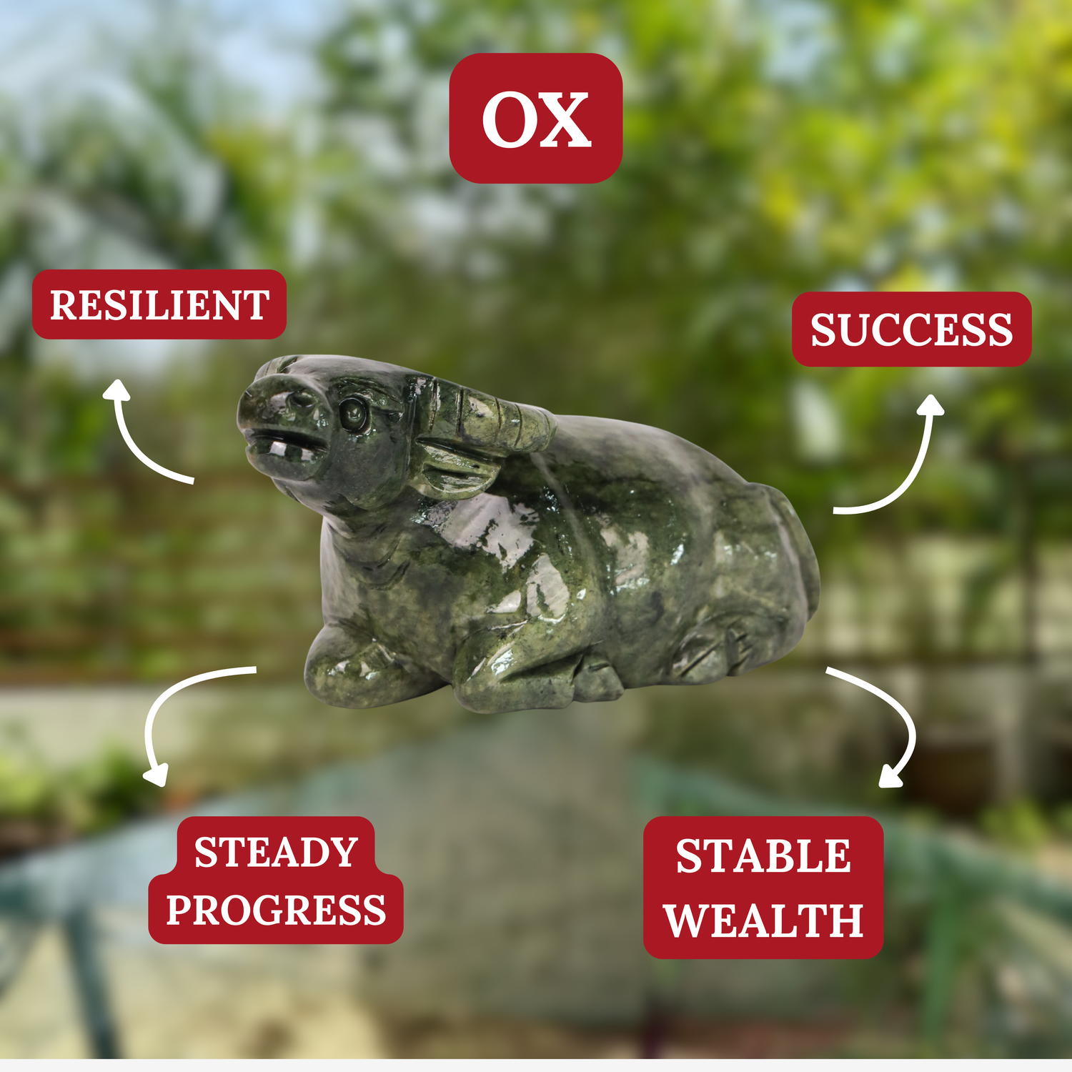 Jade Zodiac Ox for Reliable Progress 18cm