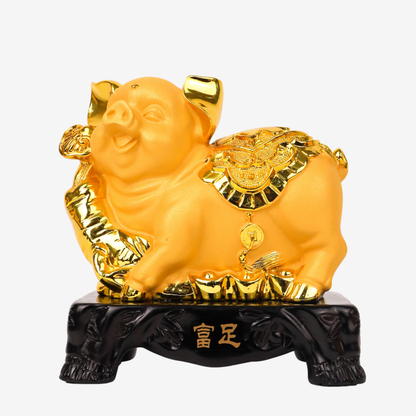 Golden Zodiac Pig of Comfortable Wealth 18cm