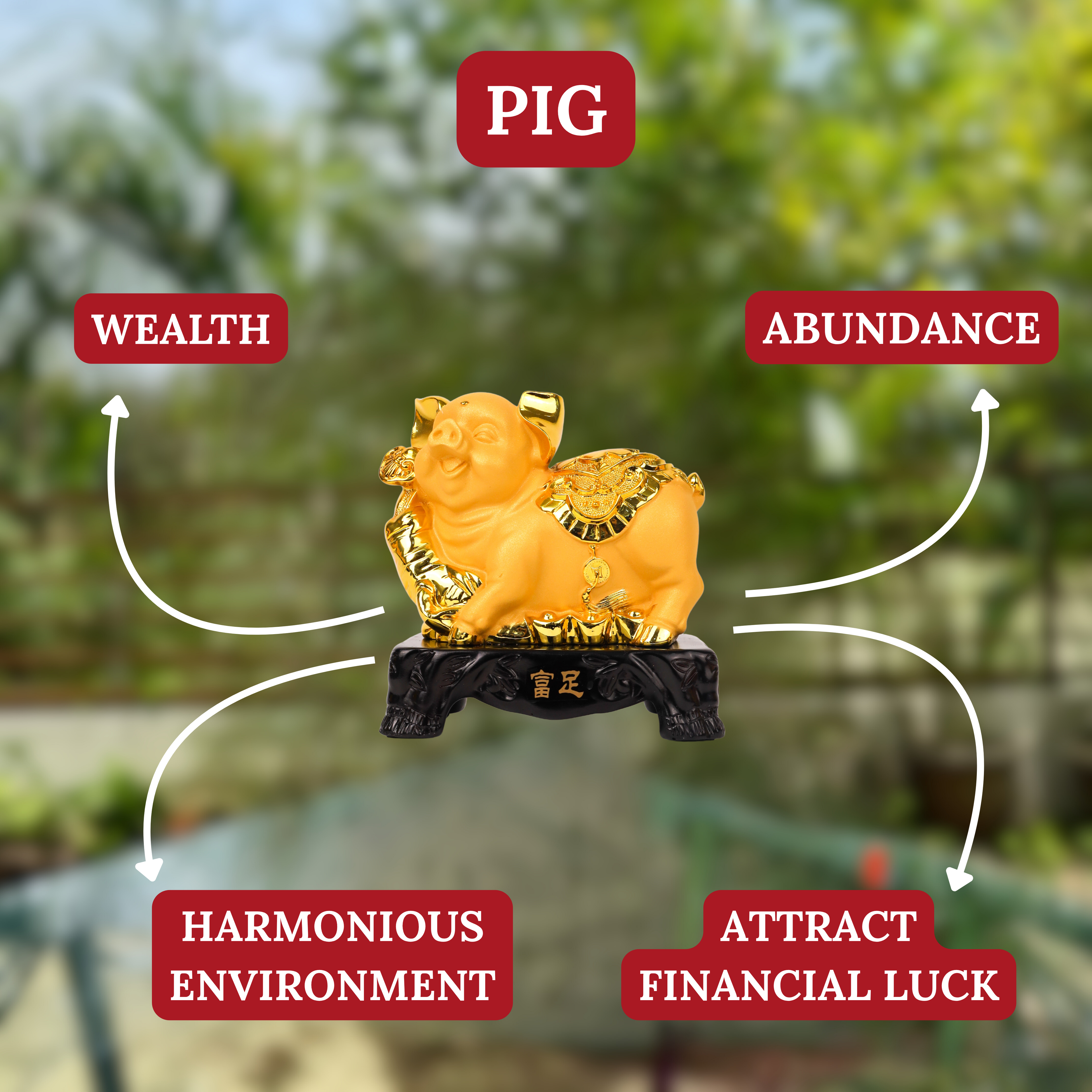 Golden Zodiac Pig of Comfortable Wealth 18cm