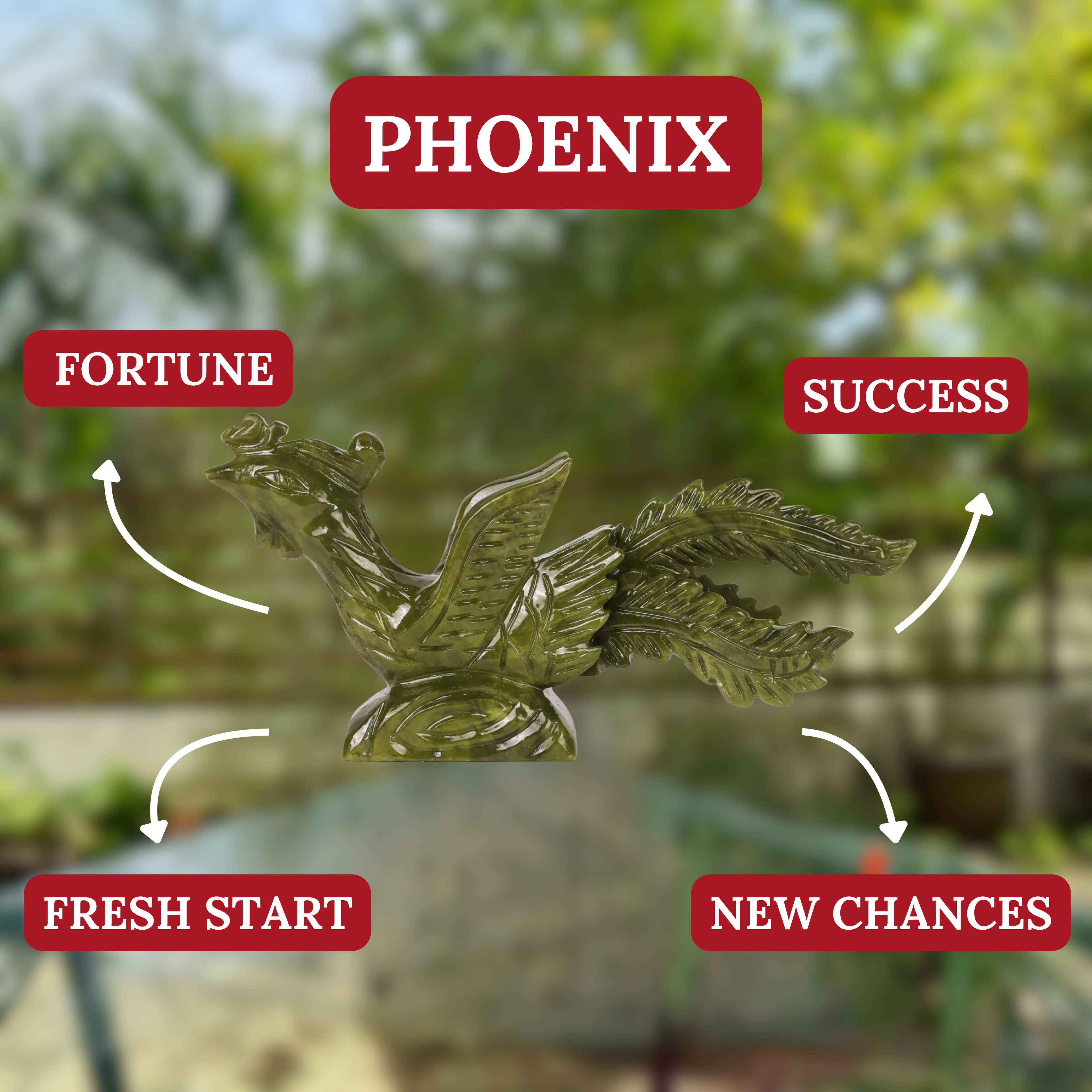 Jade Phoenix of Rising Grace 25cm