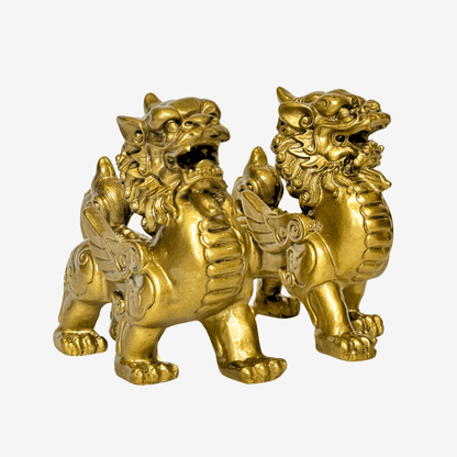 Bronze Pi Yao Pair for Tai Sui Appeasement 12cm - Feng Shui Chinese Lucky Items - Royal Dragon Decor