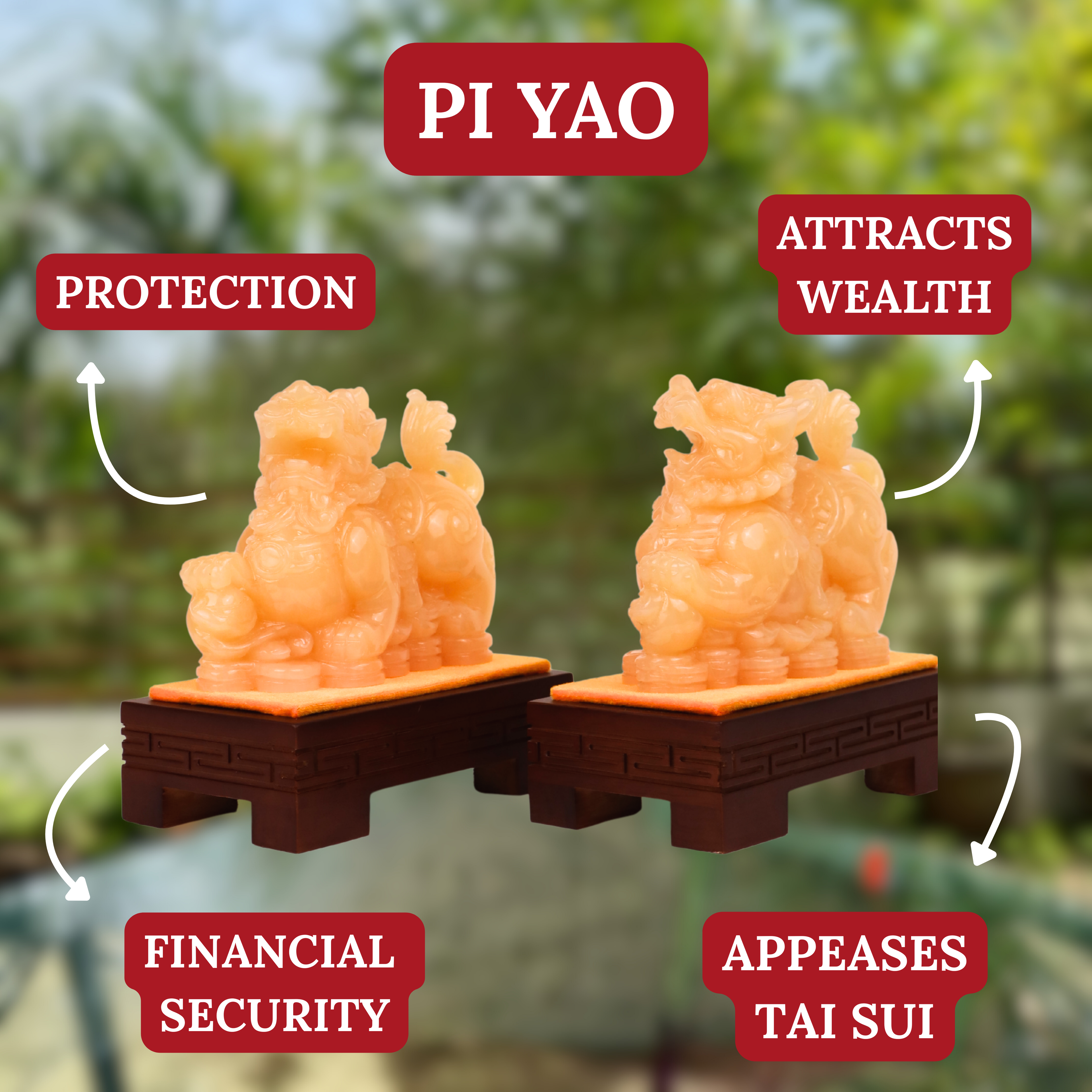 "Prevent Money Loss" - Jade Pi Yao Pair 20cm