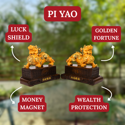 Golden Guardians of Fortune Pi Yao Pair 23cm