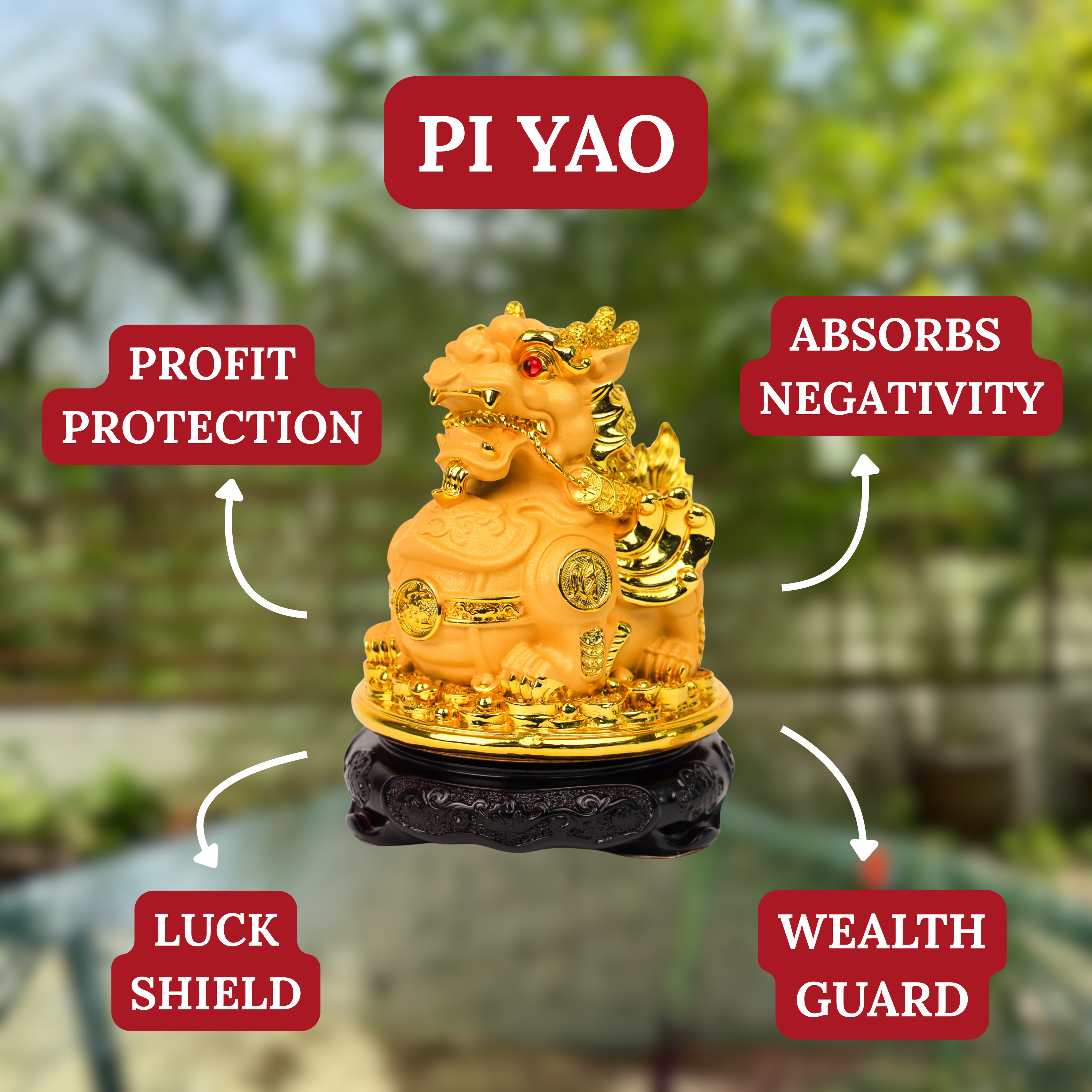 Lucky Golden Pi Yao of Daily Protection 17cm