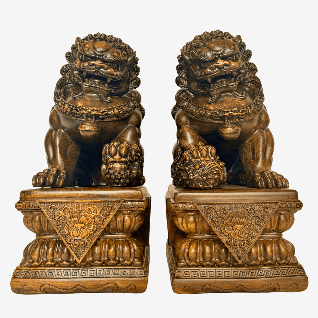 Large Protector Foo Dogs / Guardian Lions Pair 31cm - Feng Shui Chinese Lucky Items - Royal Dragon Decor