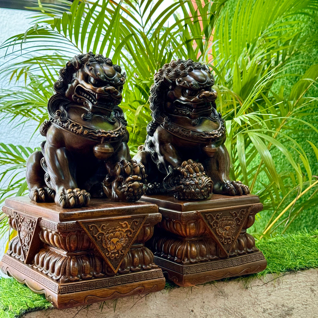 Large Protector Foo Dogs / Guardian Lions Pair 31cm - Feng Shui Chinese Lucky Items - Royal Dragon Decor
