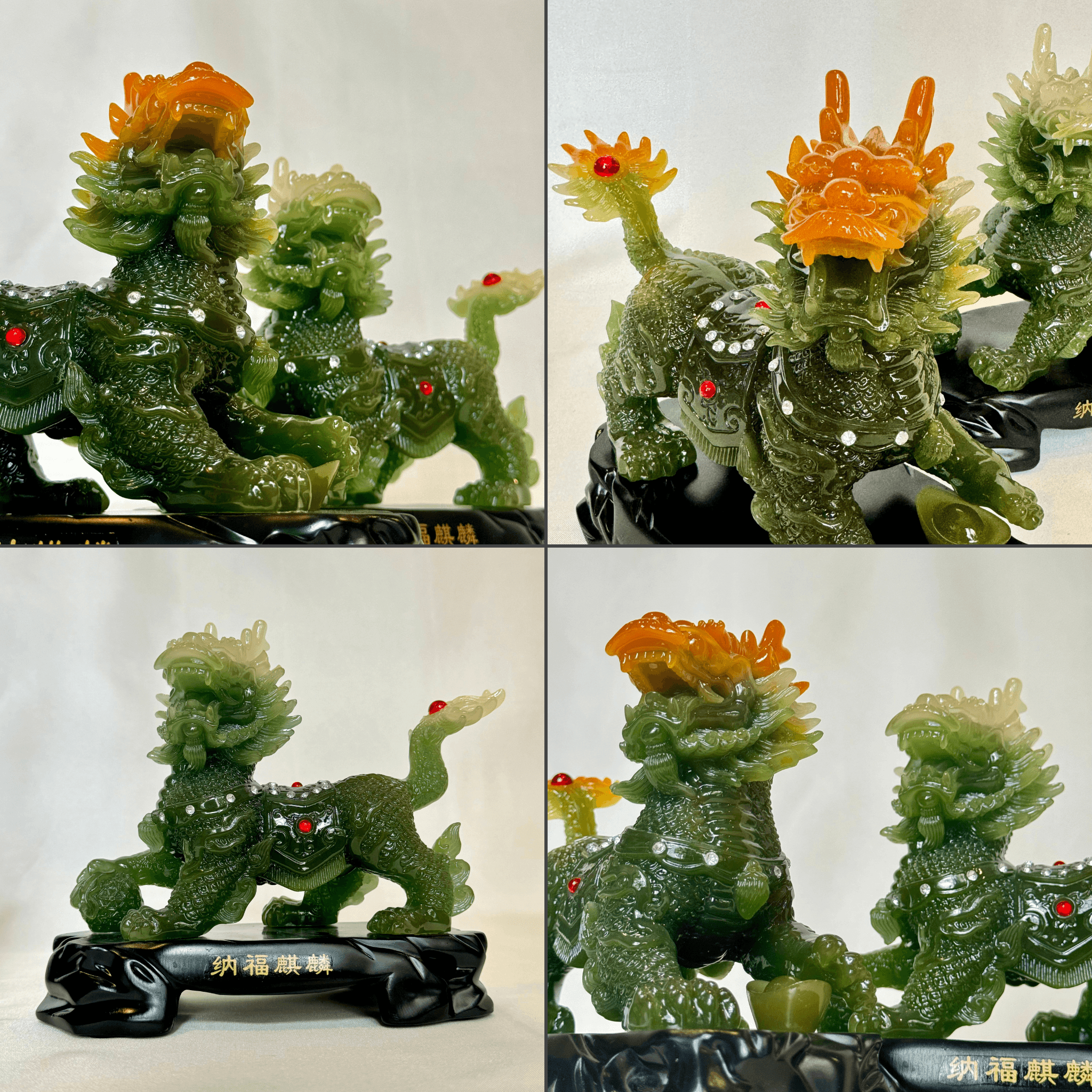 Mighty Qilin Pair for Protection &amp; Peace 20cm - Feng Shui Chinese Lucky Items - Royal Dragon Decor