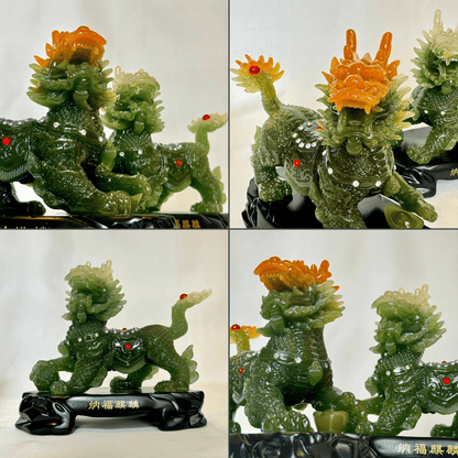Mighty Qilin Pair for Protection &amp; Peace 20cm - Feng Shui Chinese Lucky Items - Royal Dragon Decor