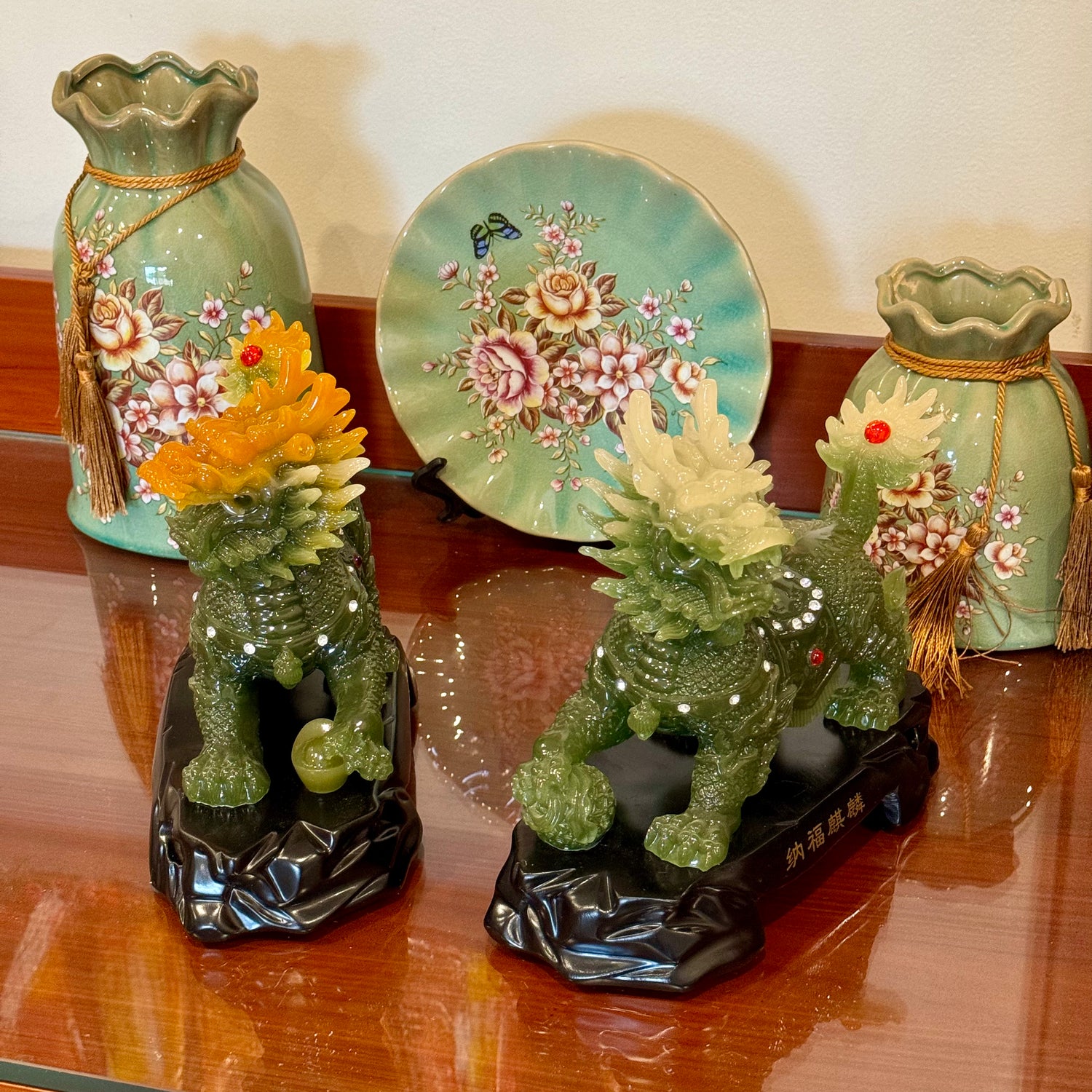 Mighty Qilin Pair for Protection &amp; Peace 20cm - Feng Shui Chinese Lucky Items - Royal Dragon Decor