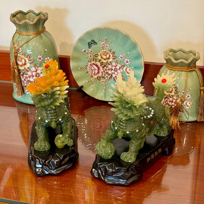 Mighty Qilin Pair for Protection &amp; Peace 20cm - Feng Shui Chinese Lucky Items - Royal Dragon Decor
