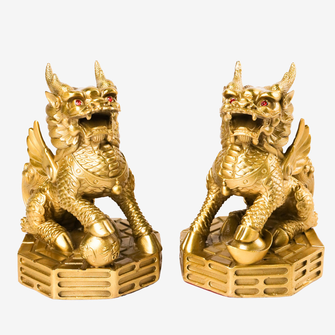 Mythical Protectors of Peace Brass Qilin Pair 17cm