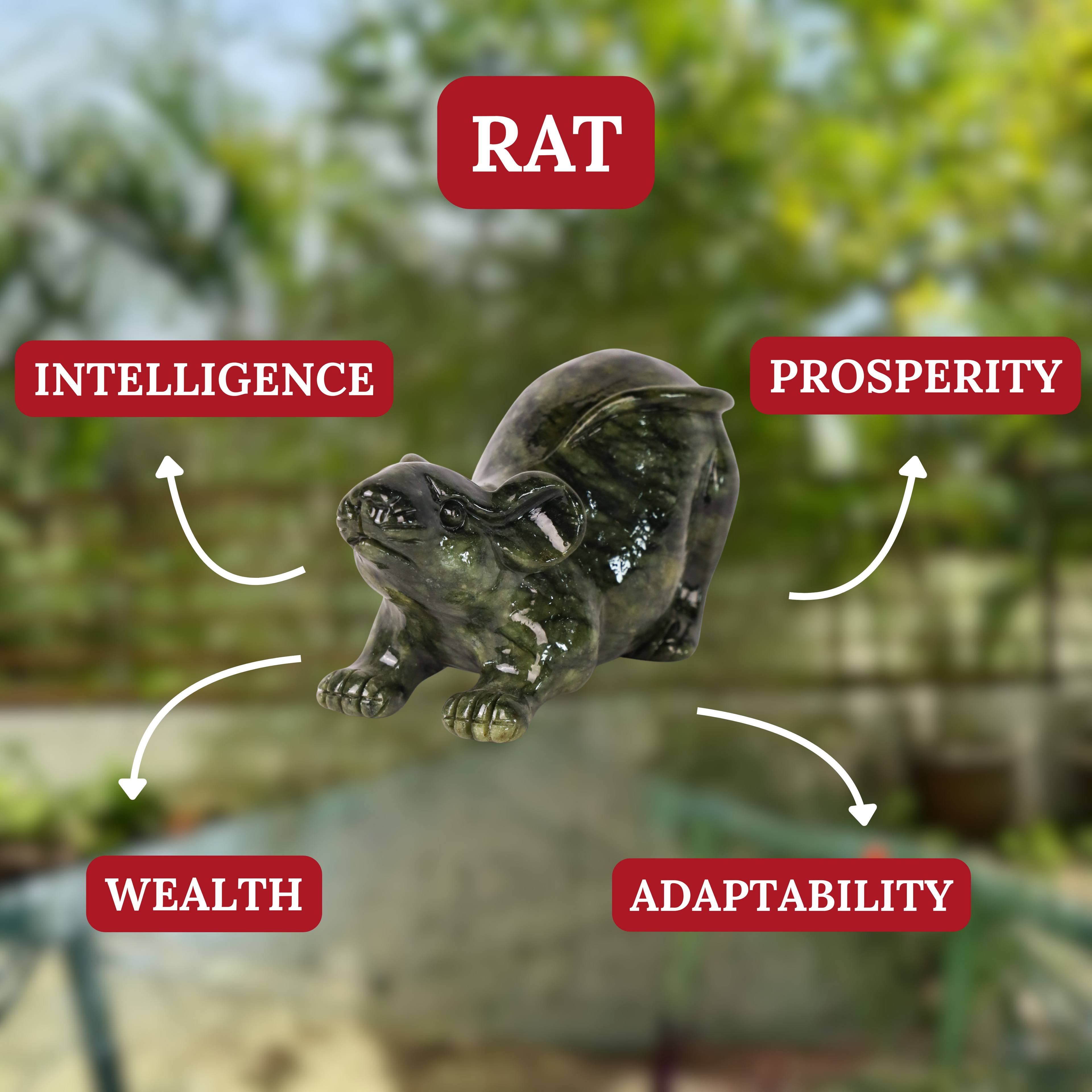 Jade Zodiac Rat for Hidden Advantage 16cm