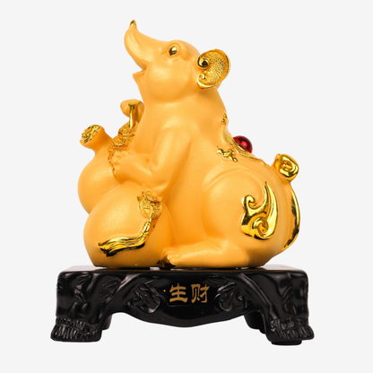 Golden Zodiac Rat of Smart Earnings 18cm