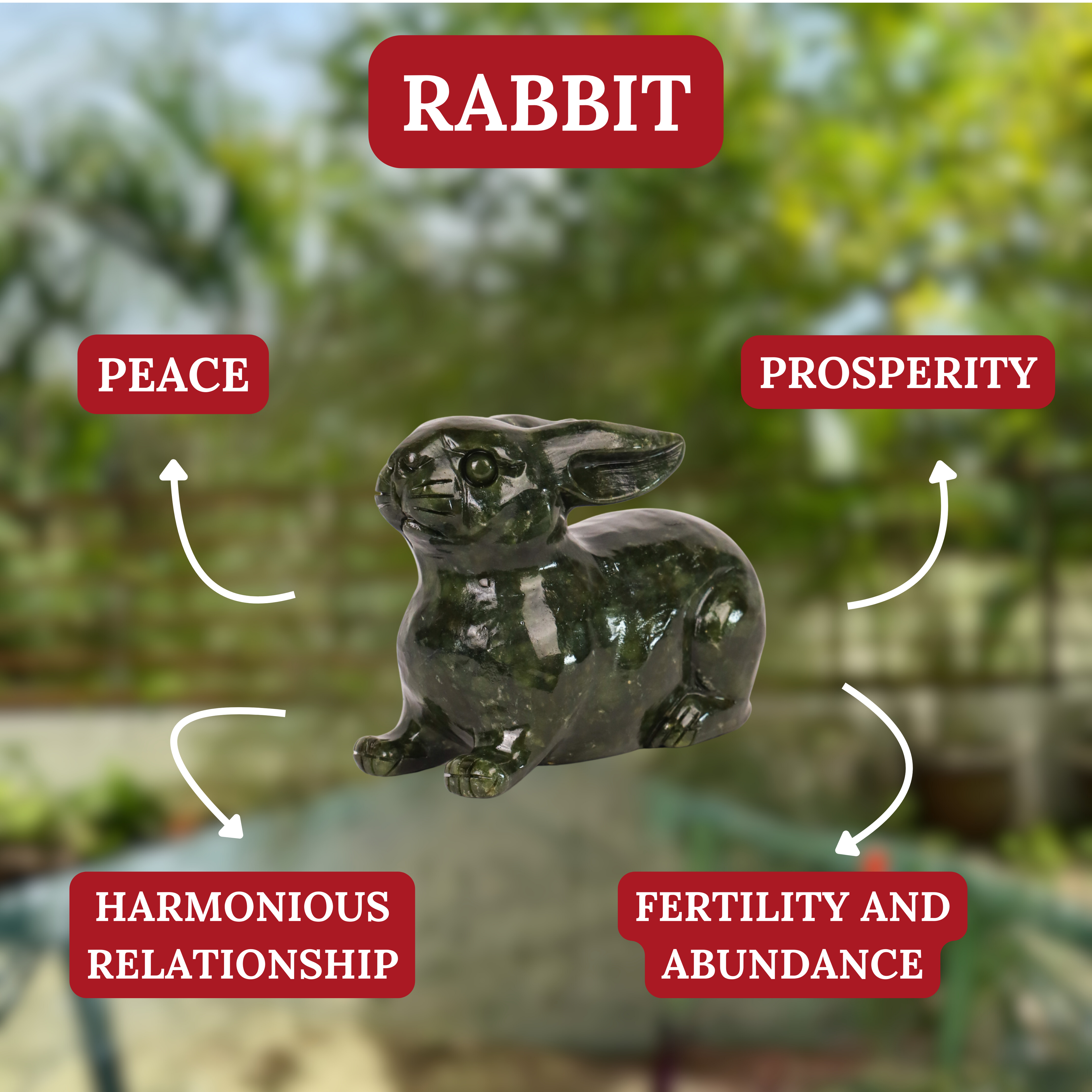 Jade Zodiac Rabbit for Helpful Kindness 14cm