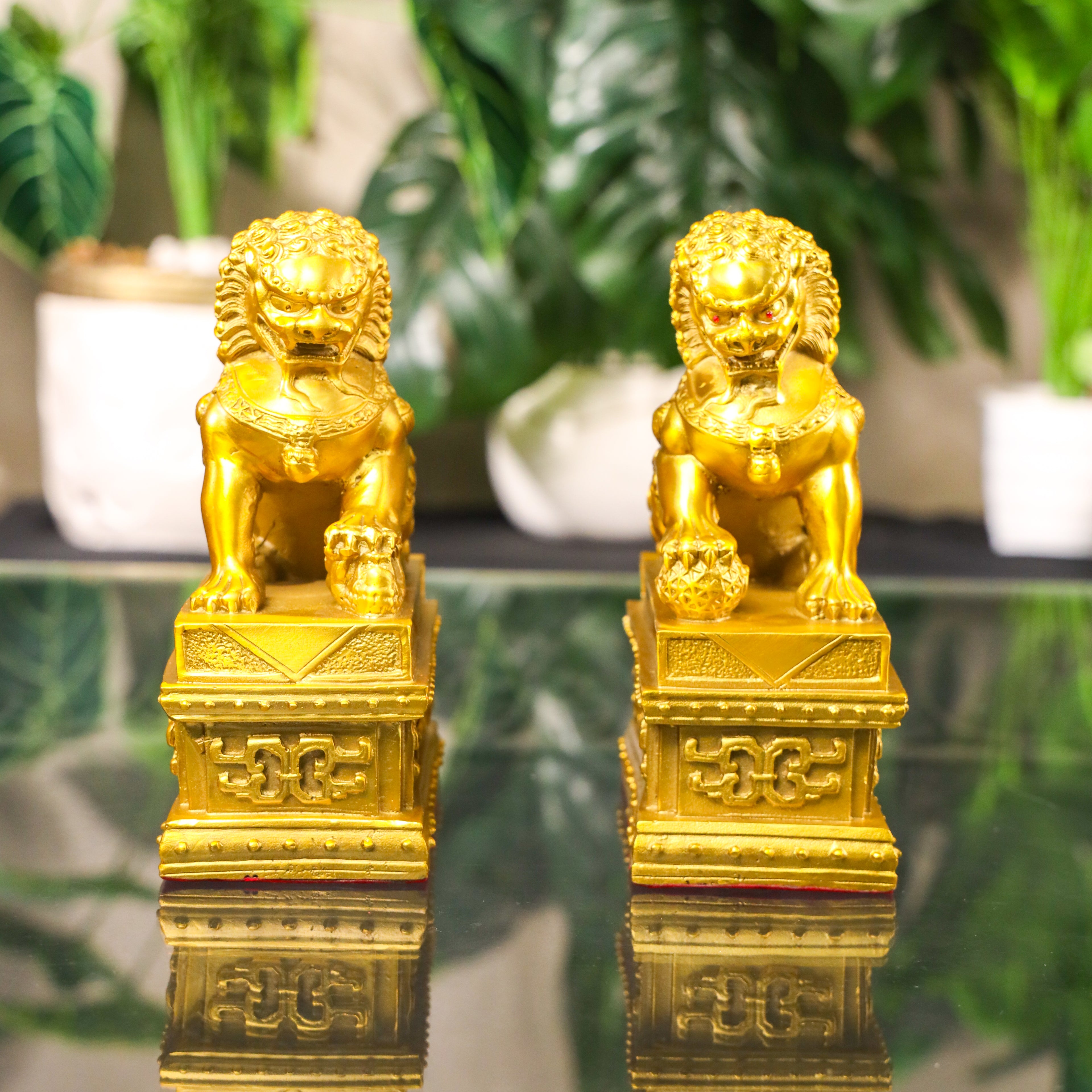 Loyal Gatekeepers Brass Foo Dogs 19cm