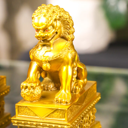 Loyal Gatekeepers Brass Foo Dogs 19cm