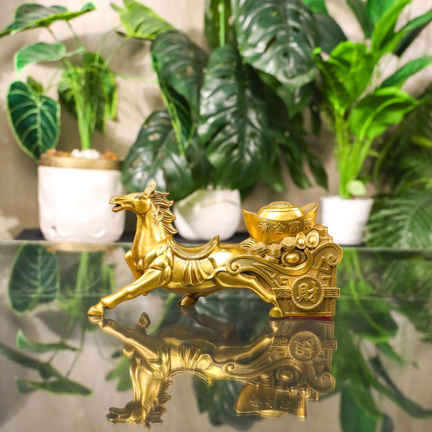 Brass Carriage of Abundant Rewards Horse 26cm