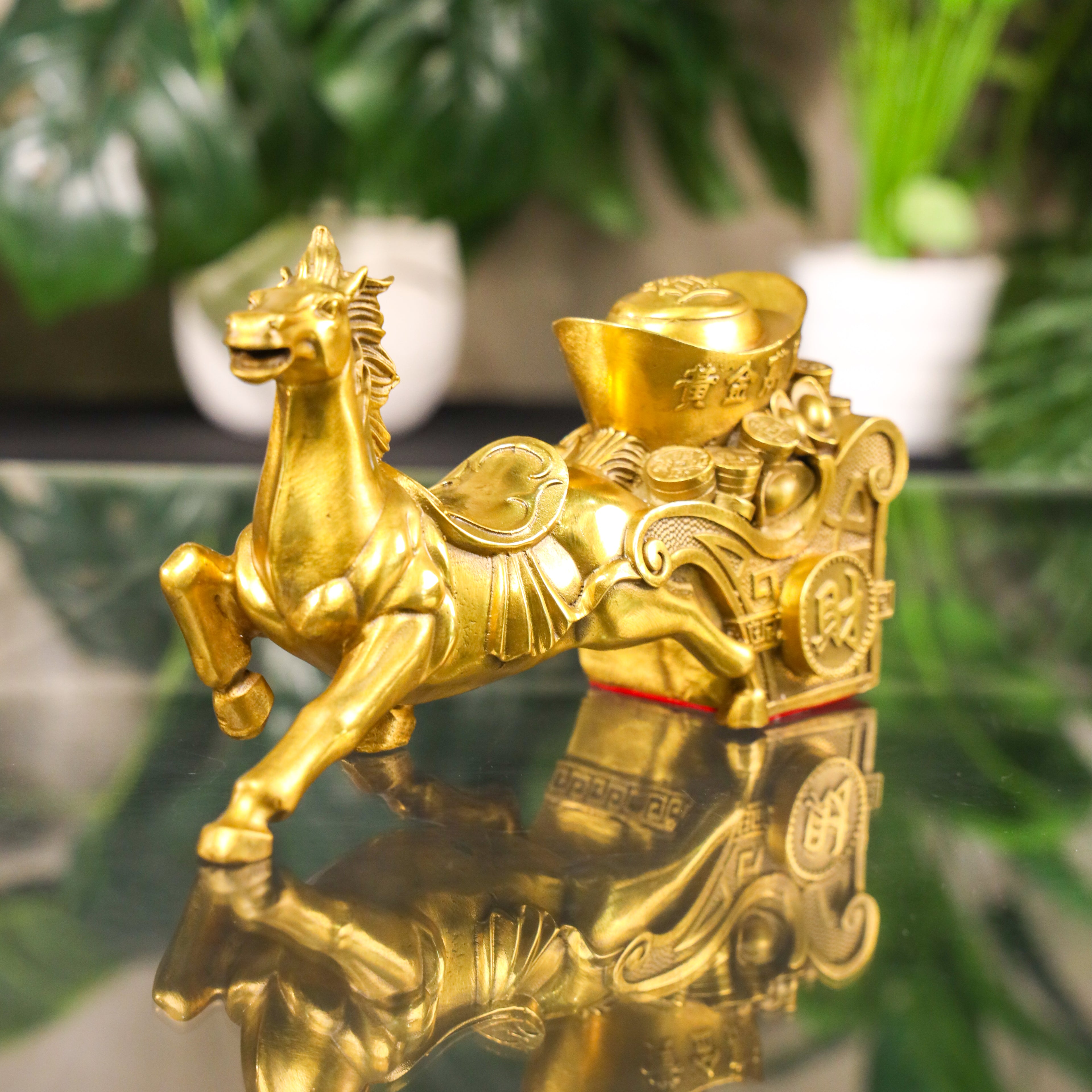 Brass Carriage of Abundant Rewards Horse 26cm