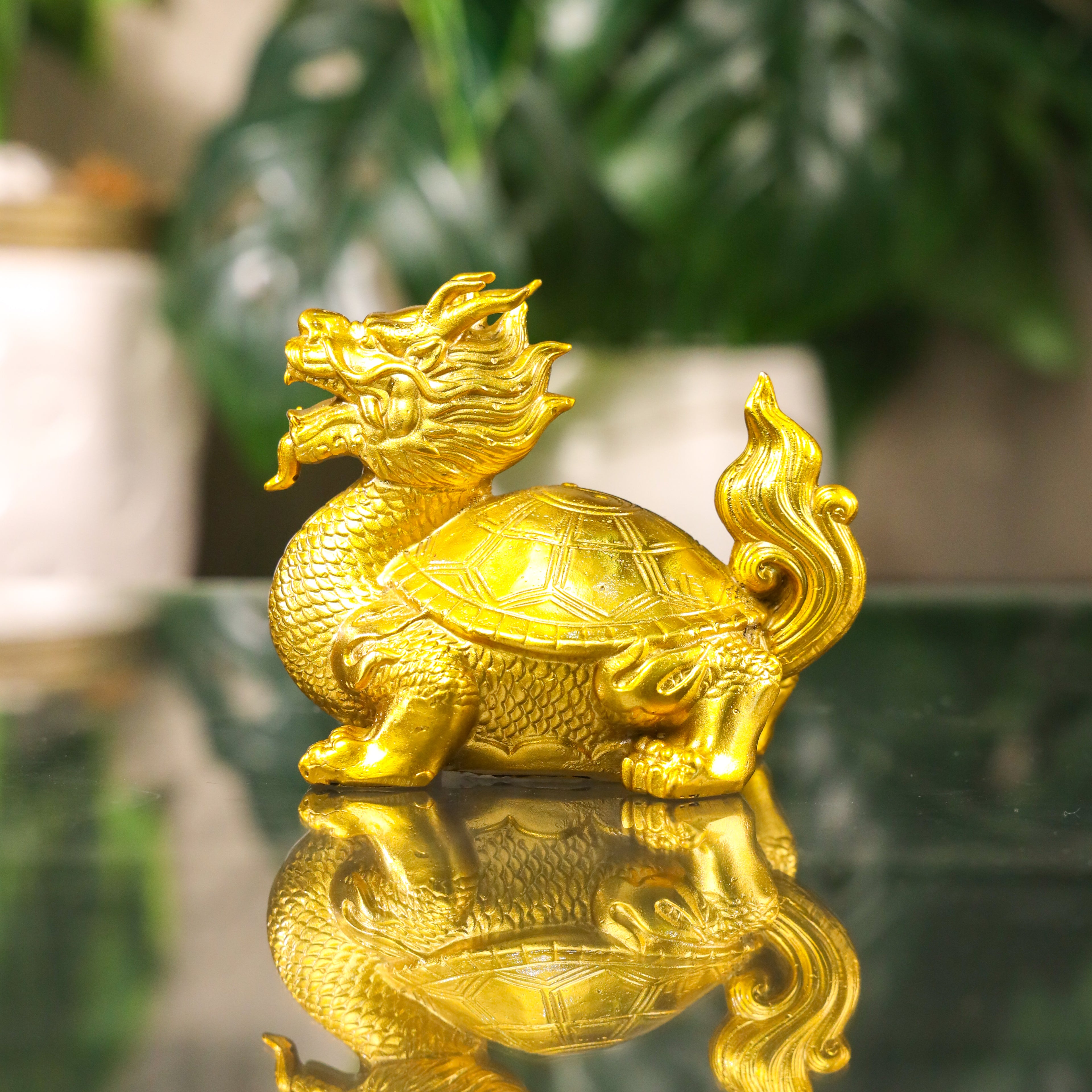 Strength and Achievement Brass Dragon Turtle 13cm