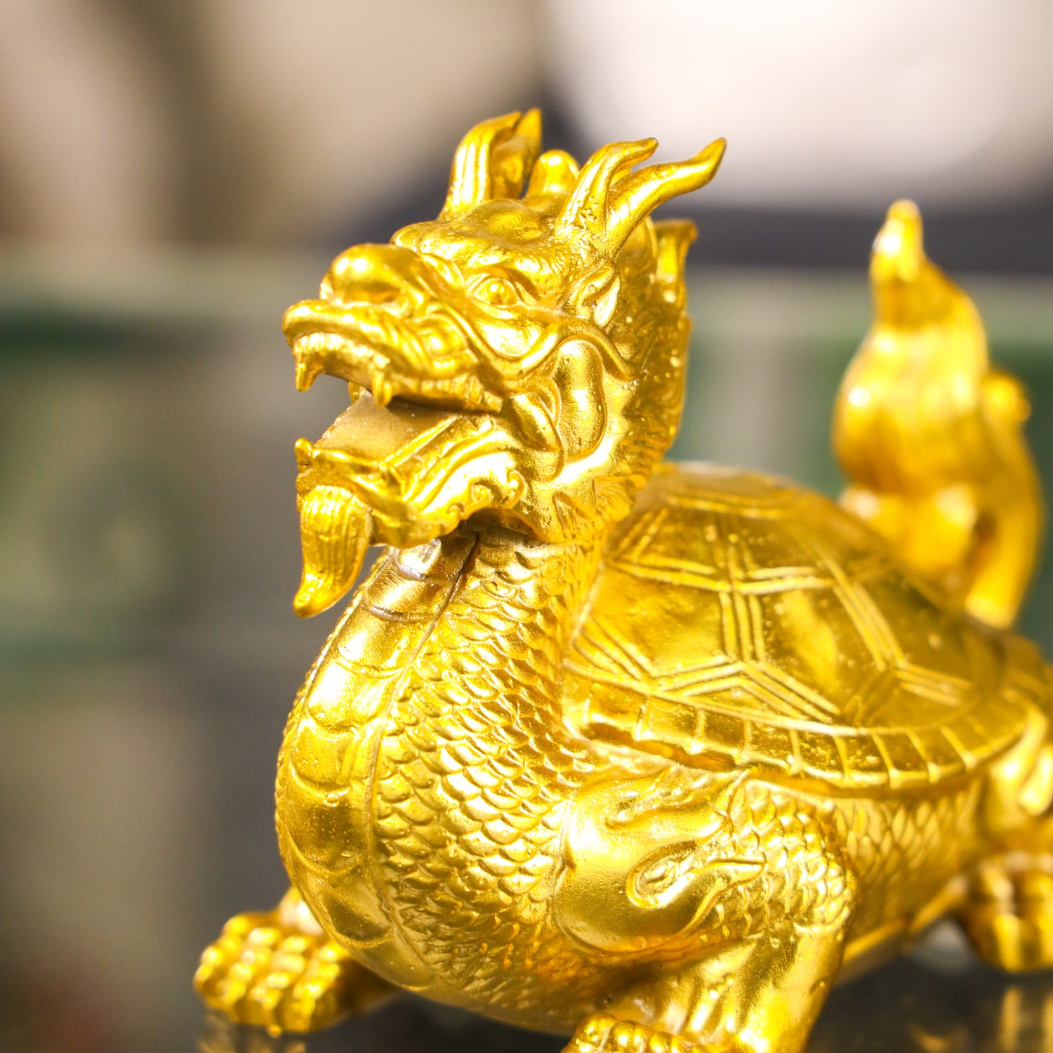 Strength and Achievement Brass Dragon Turtle 13cm