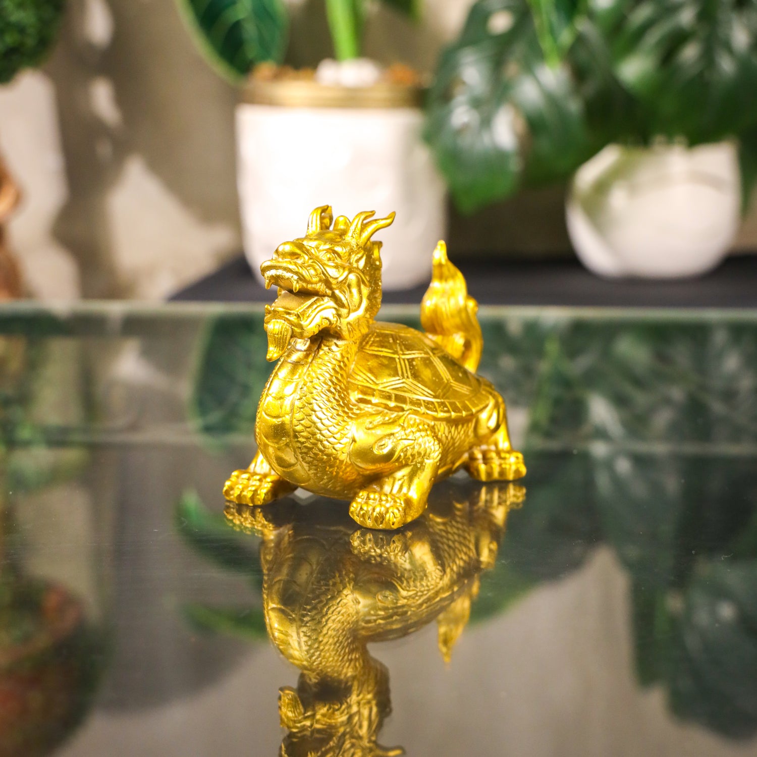 Strength and Achievement Brass Dragon Turtle 13cm