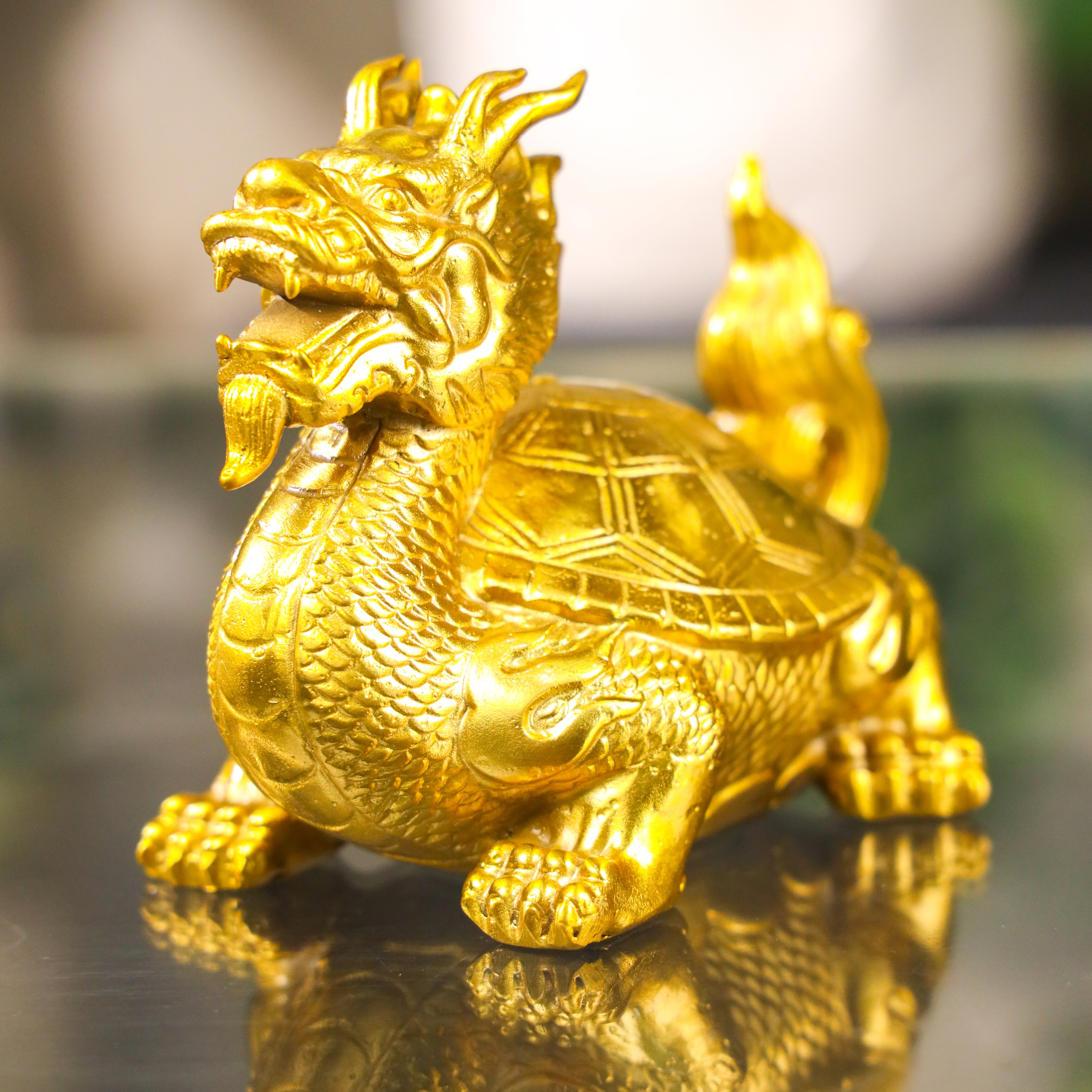 Strength and Achievement Brass Dragon Turtle 13cm
