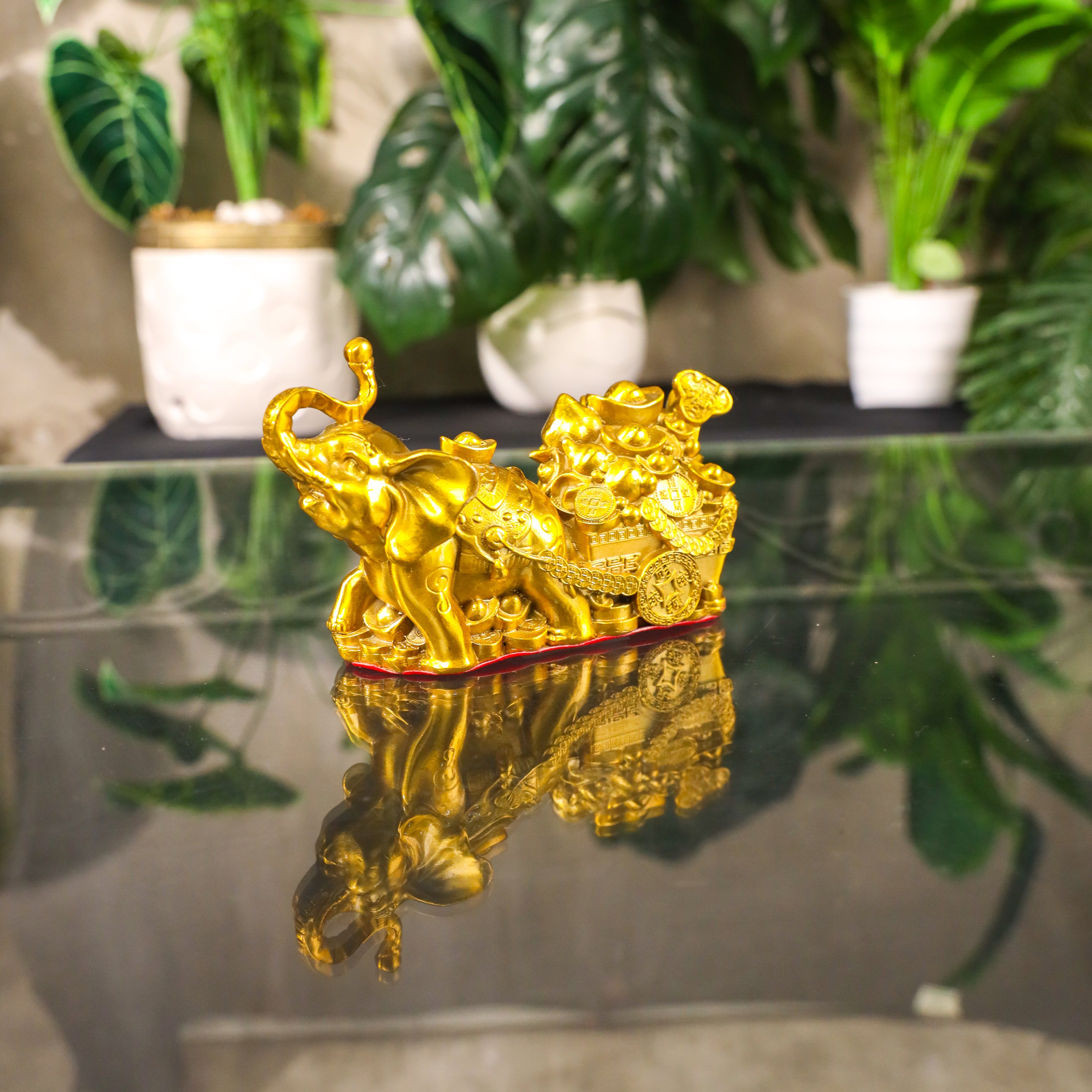 Powerful Elephant with Carriage of Fortune 17cm